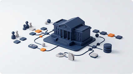 Isometric government systems illustration