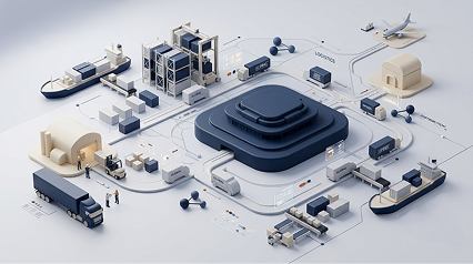 Isometric logistics systems illustration