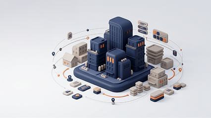 Isometric real estate systems illustration