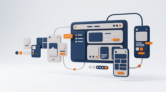Laptop, tablet and smartphone illustration for web and mobile development